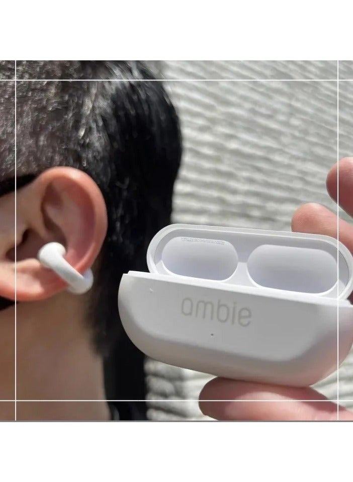 أمبي سماعات أذن لاسلكية حقيقية AM-TW01 AMBIE، أغطية أذن ترقية برو بلوتوث (أبيض) - Image 2