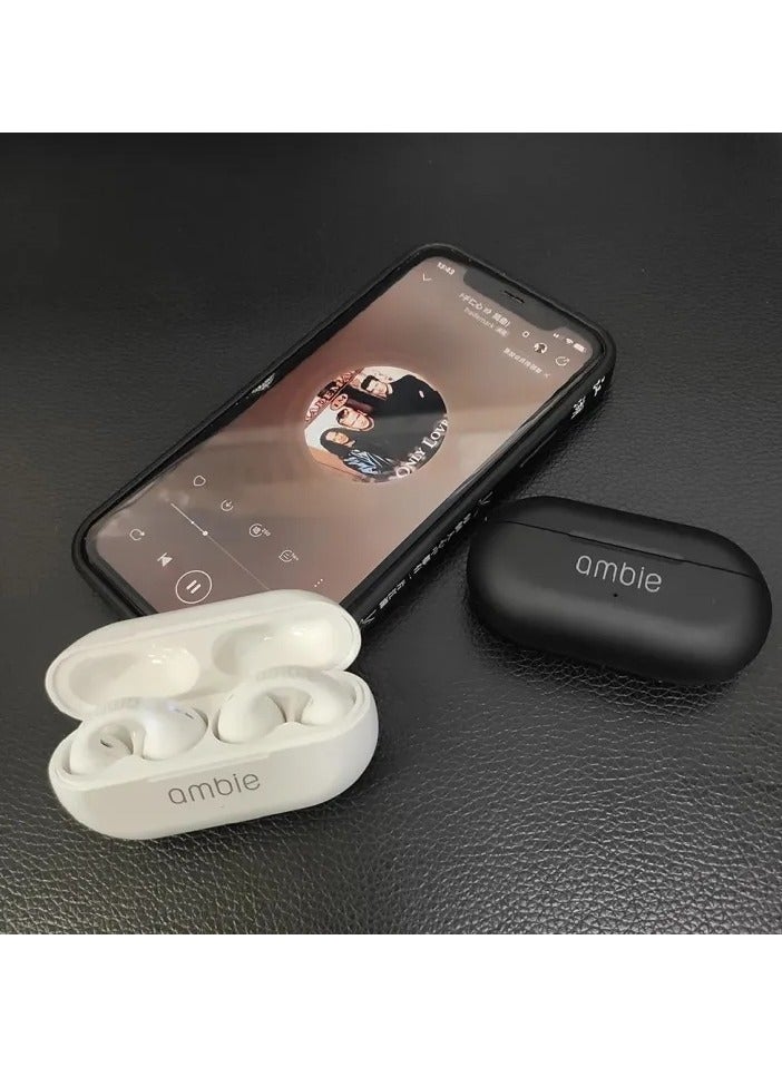 أمبي سماعات أذن لاسلكية حقيقية AM-TW01 AMBIE، أغطية أذن ترقية برو بلوتوث (أبيض) - Image 4