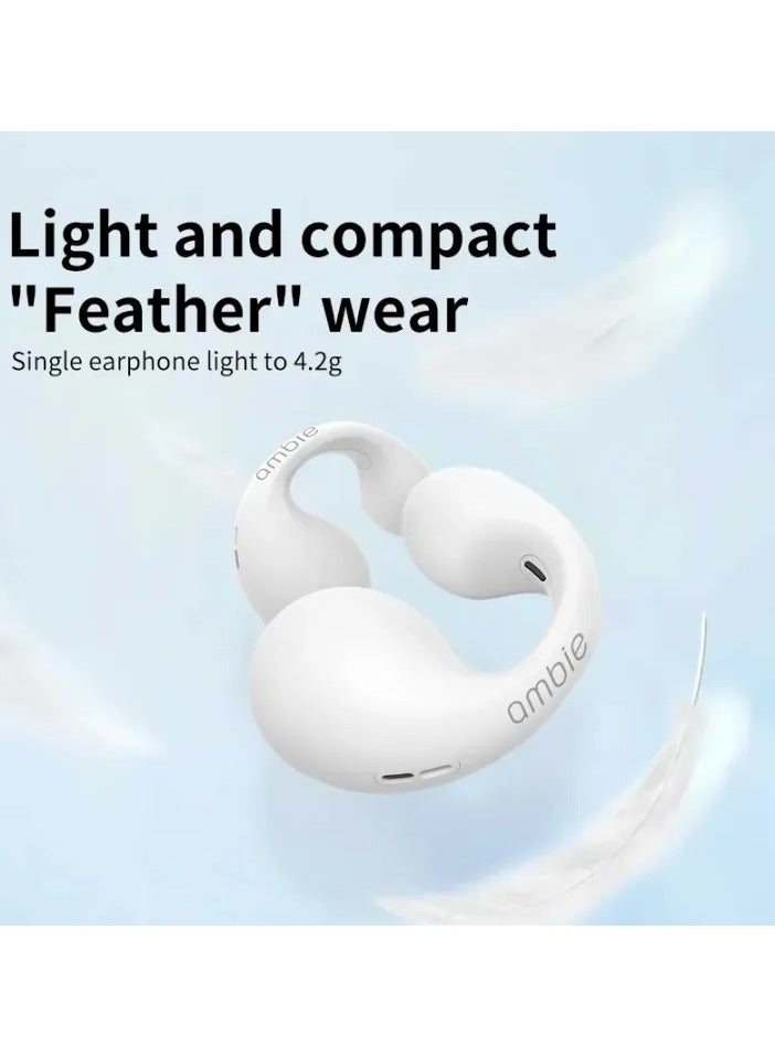 أمبي سماعات أذن لاسلكية حقيقية AM-TW01 AMBIE، أغطية أذن ترقية برو بلوتوث (أبيض) - Image 5