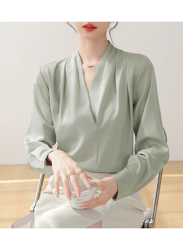 Shougu New Temperament Solid Color Shirt Women's Long Sleeved Shirt  - Image 1