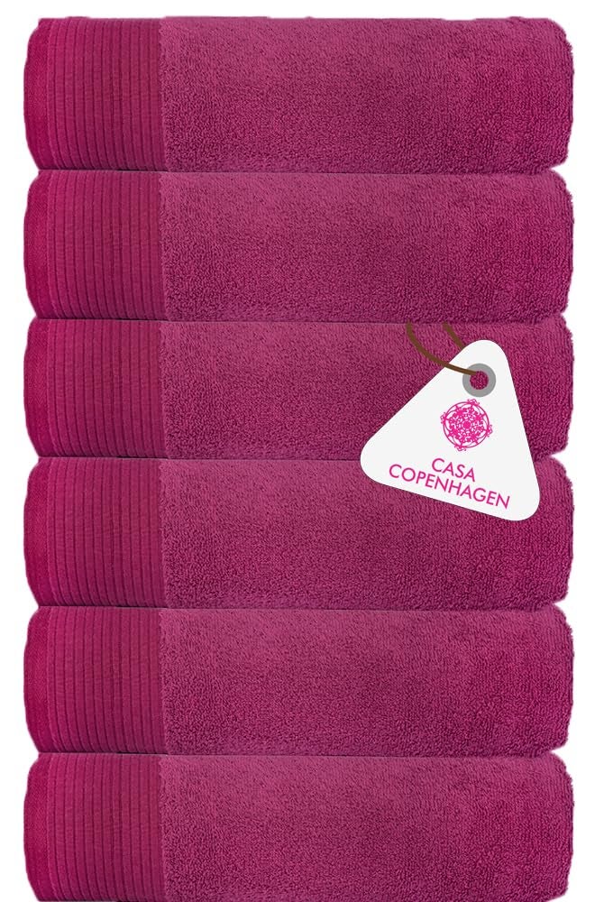 Casa Copenhagen - Egyptian Cotton Pleates 6 Pcs Face Towel (30 X 30 cm) Colour : Windsor Wine - Image 1