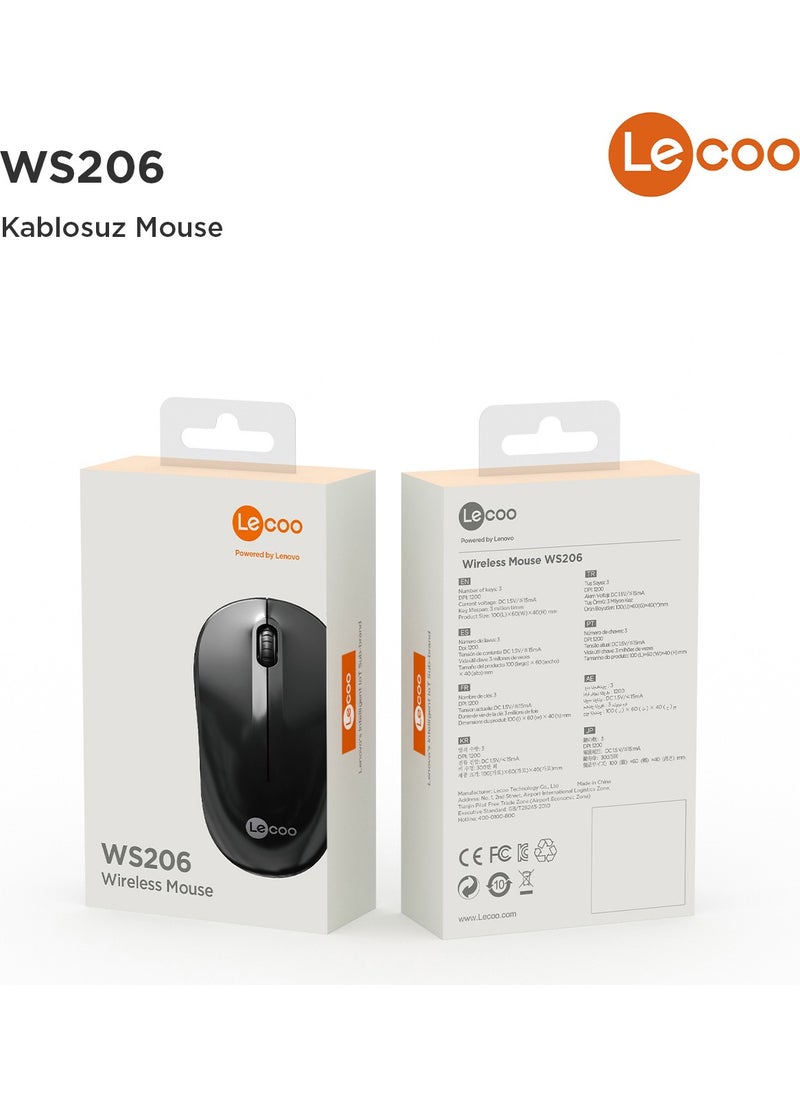 lecoo - WS206 Wireless 1200DPI 3-Button Optical Mouse Black - Image 1