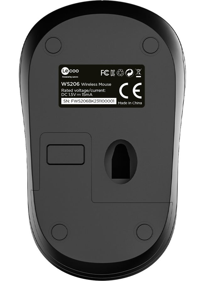 lecoo - WS206 Wireless 1200DPI 3-Button Optical Mouse Black - Image 1