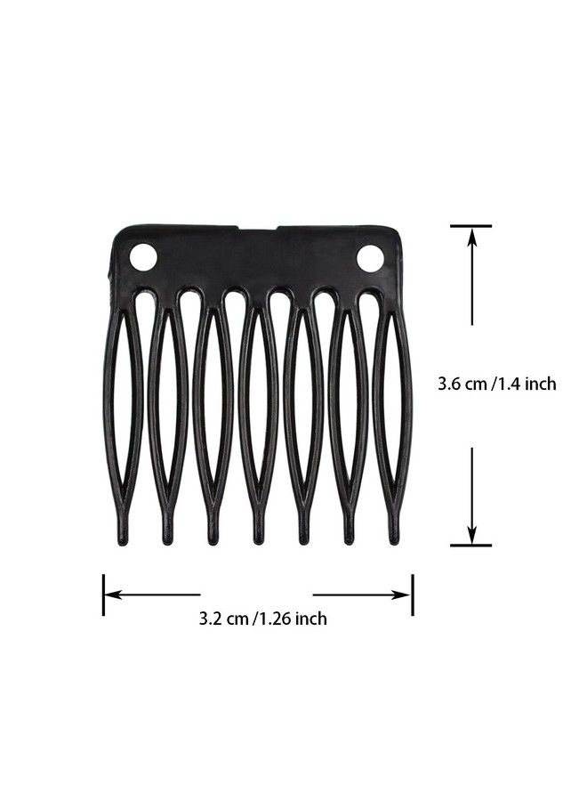 YTBYT 50 Pcs Hair Combs Plastic Clips 7Teeth Wig Combs With 2 Pcs Black Elastic Band 5 Pcs T Pins And 5 Pcs C Curve Needles Sewing - Image 4