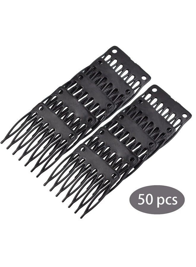 YTBYT 50 Pcs Hair Combs Plastic Clips 7Teeth Wig Combs With 2 Pcs Black Elastic Band 5 Pcs T Pins And 5 Pcs C Curve Needles Sewing - Image 3