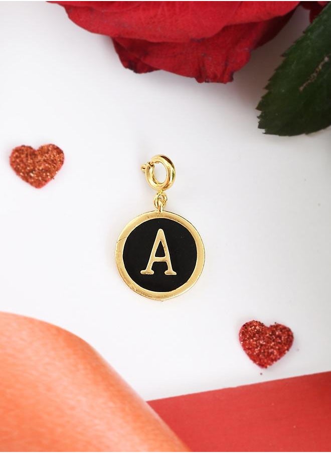 VOYLLA - Valentine's Day Collection Alphabet A Black Enamel Charm - Image 1