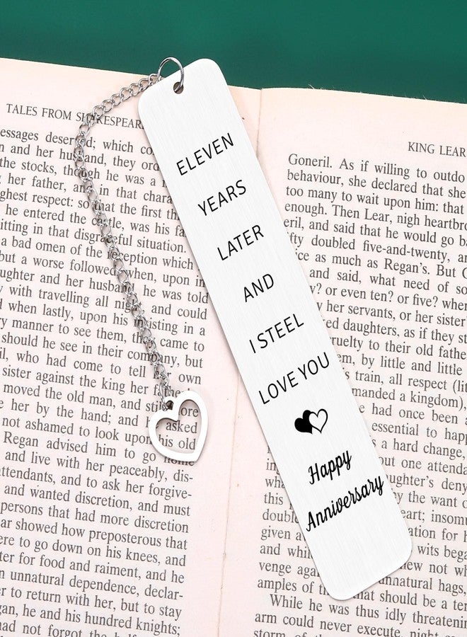 FOOZDEEVAAQ 11 Year Anniversary Steel Gifts for Couple 11th Wedding Anniversary Day Gifts for Men Women Steel Gift for 11th Anniver-sary Husband Gift from Wife 11th Anniver-sary Bookmark Valentine Christmas - Image 4