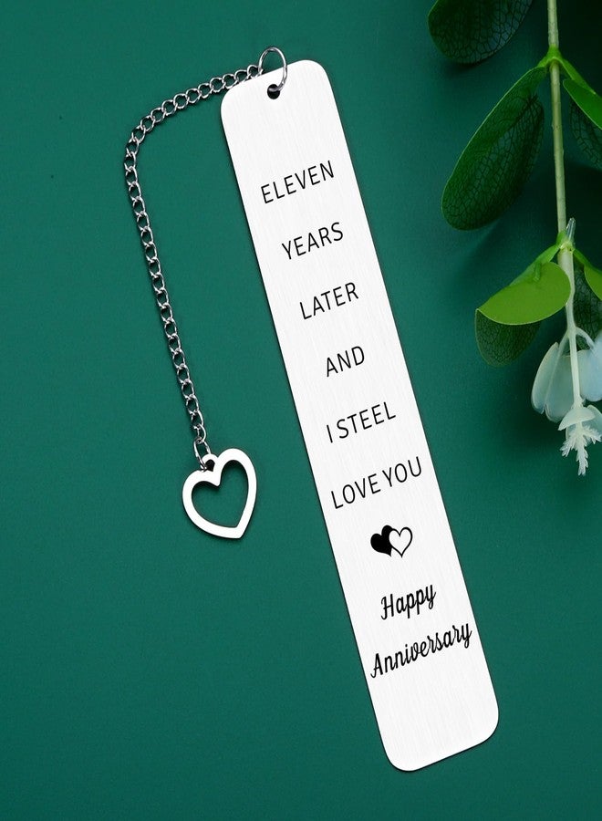 FOOZDEEVAAQ 11 Year Anniversary Steel Gifts for Couple 11th Wedding Anniversary Day Gifts for Men Women Steel Gift for 11th Anniver-sary Husband Gift from Wife 11th Anniver-sary Bookmark Valentine Christmas - Image 2