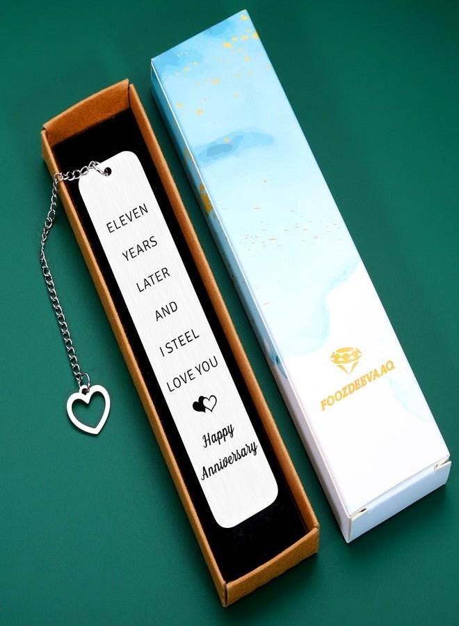 FOOZDEEVAAQ 11 Year Anniversary Steel Gifts for Couple 11th Wedding Anniversary Day Gifts for Men Women Steel Gift for 11th Anniver-sary Husband Gift from Wife 11th Anniver-sary Bookmark Valentine Christmas - Image 5