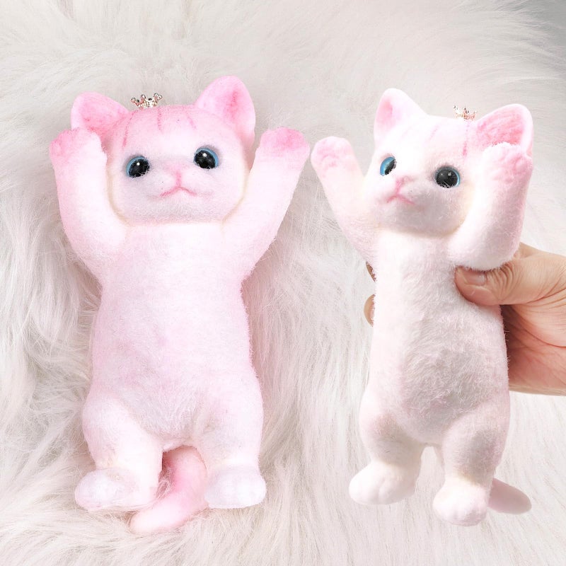 QOUXZ Hand Painted Cat Squishy Toysï¼ŒLarge Ultra Soft Kitty Squeeze Fidget Toys for Stress Relief ,Kawaii Squishies Sticky Animal Toys for Adults Kids,Decompression Sensory Balls Toys for Autism - Image 1