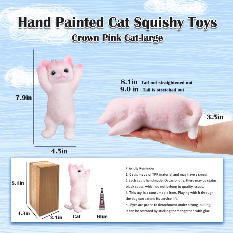 QOUXZ Hand Painted Cat Squishy Toysï¼ŒLarge Ultra Soft Kitty Squeeze Fidget Toys for Stress Relief ,Kawaii Squishies Sticky Animal Toys for Adults Kids,Decompression Sensory Balls Toys for Autism - Image 2