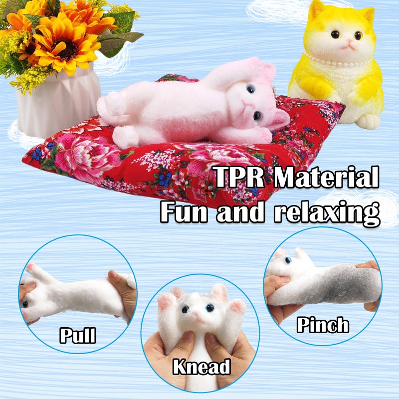 QOUXZ Hand Painted Cat Squishy Toysï¼ŒLarge Ultra Soft Kitty Squeeze Fidget Toys for Stress Relief ,Kawaii Squishies Sticky Animal Toys for Adults Kids,Decompression Sensory Balls Toys for Autism - Image 4