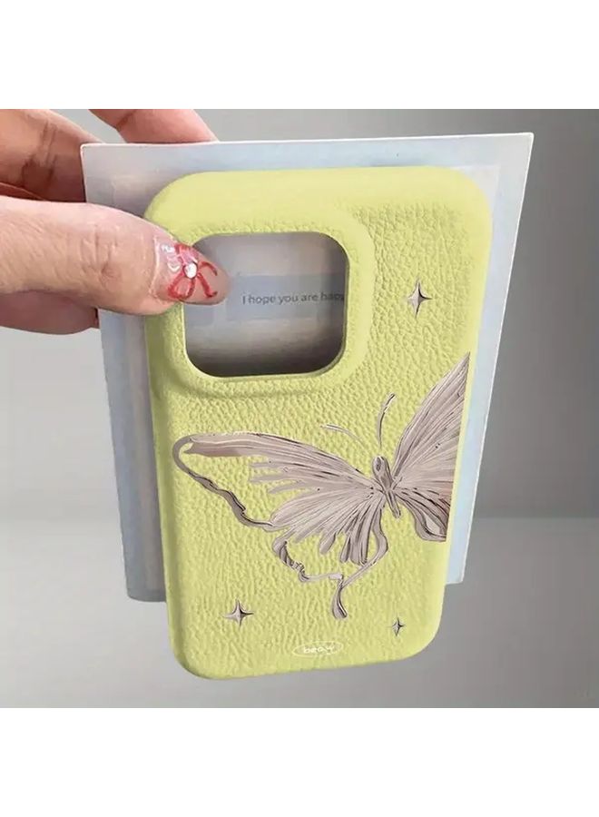 Jelly Color Dye Butterfly Pattern Phone Case For Iphone 16 Pro Max Yellow Premium Protective Cover - Image 2