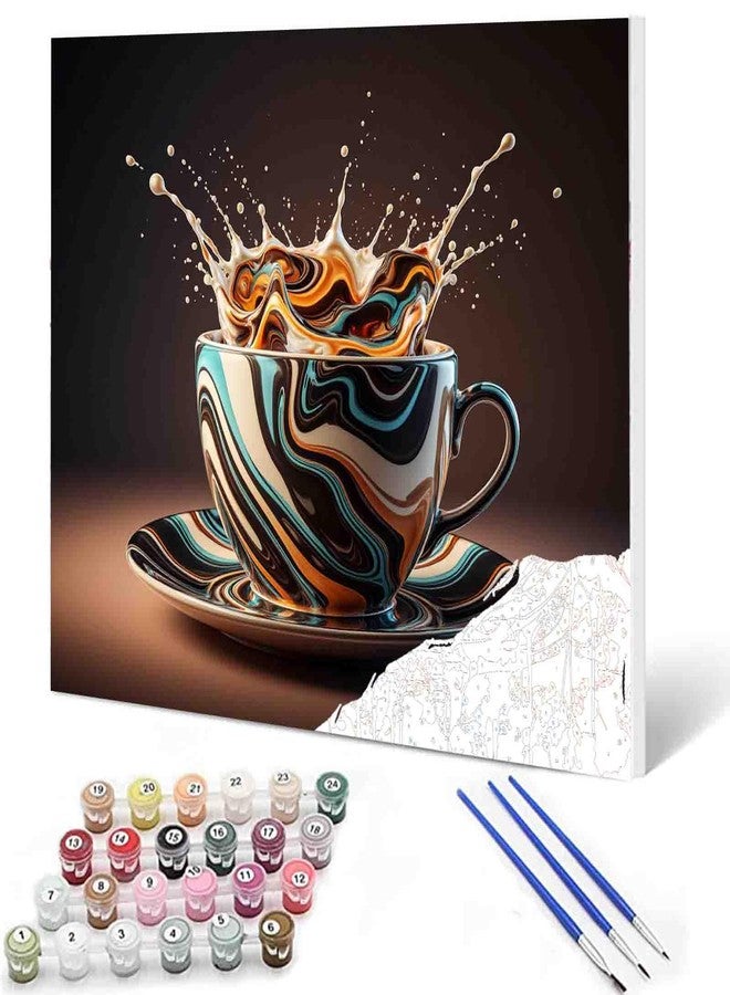 Aihonmin أيهونمين طقم رسم بالأرقام DIY، قهوة مضحكة، طقم زيت الرسم على قماش ملون للأطفال والبالغين، 16X20 بوصة، عمل رسم بالأكريليك، للتزيين في غرفة المعيشة بدون إطار - Image 1