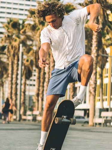 SURF CUZ Mens Swim Trunks with Compression Liner Mens Swimming Trunks 5 Inch Bathing Suit with Zipper Pockets Quick Dry Swim Shorts 01 A Pure Haze Blue Medium - Image 3