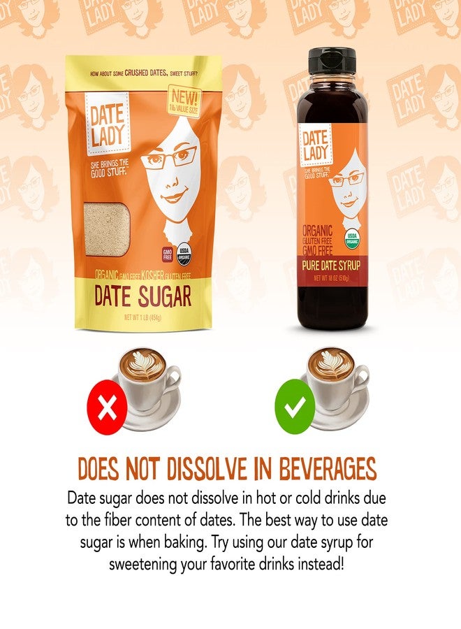 Date Lady Organic Date Sugar, 1 lb | Vegan, Paleo, Gluten Free & Kosher | Alternative Sweetener for Baking | Will Not Dissolve in Coffee (1 Bag) - Image 4