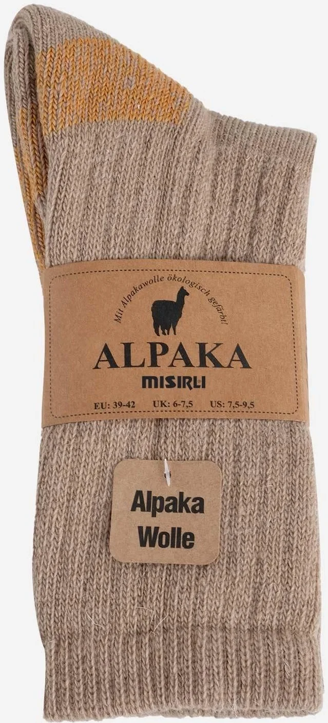Mısırlı Egyptian Unisex Alpaca Wool Towel Winter Beige/orange Socket Socks - M 6005-BO