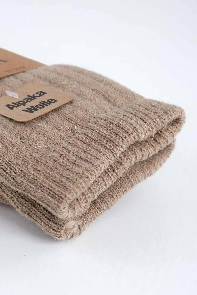Mısırlı Egyptian Unisex Alpaca Wool Towel Winter Beige/orange Socket Socks - M 6005-BO