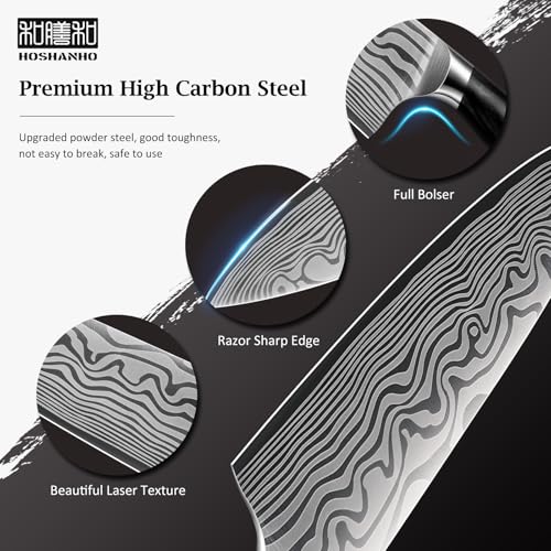 HOSHANHO 3 Pieces Knife Set, Professional High Carbon Powder Steel Kitchen Knife Set, Ultra Sharp Knives Set for Kitchen with Elegant Gift Box - Image 3