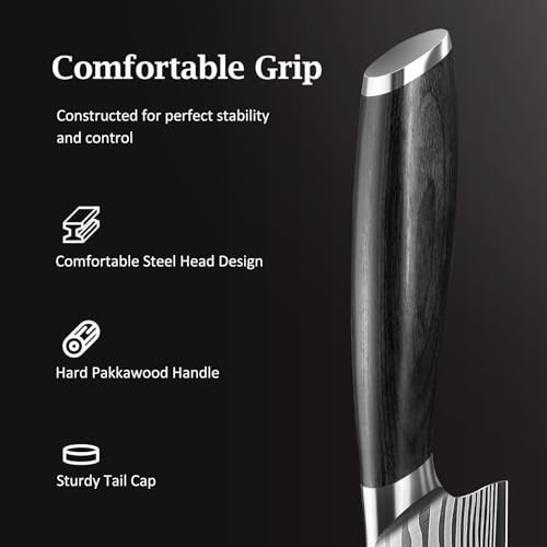HOSHANHO 3 Pieces Knife Set, Professional High Carbon Powder Steel Kitchen Knife Set, Ultra Sharp Knives Set for Kitchen with Elegant Gift Box - Image 4