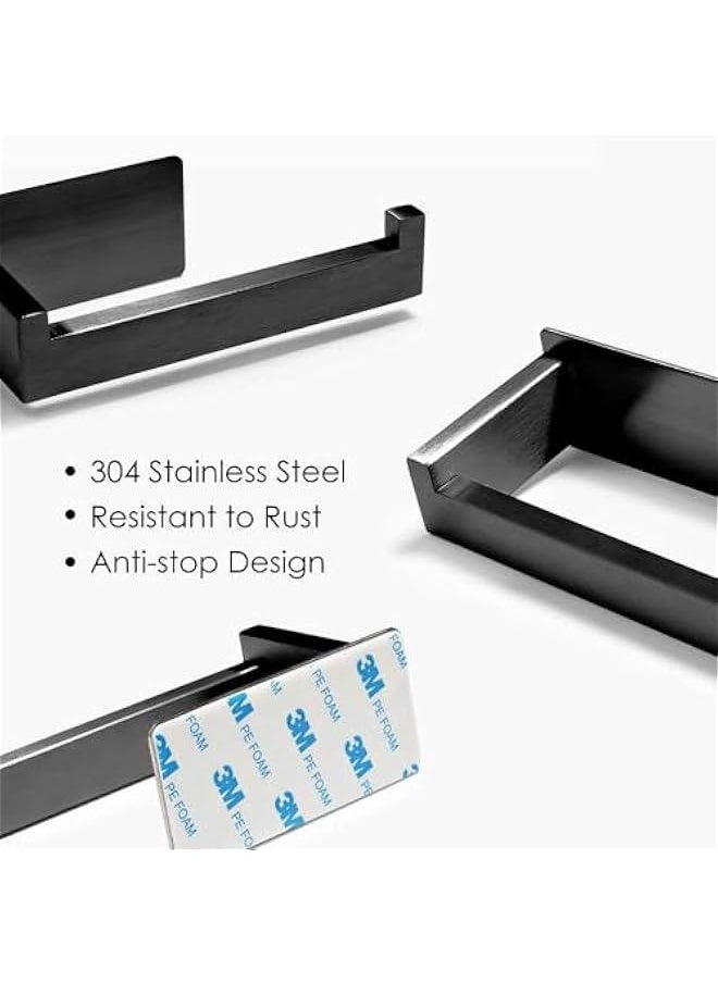 HOOKOR - Toilet Paper Holder Self Adhesive, Premium SUS304 Stainless Steel Rustproof Toilet Roll Holder No Drilling, Wall Mount Toilet Tissue Holder for Bathroom Kitchen Washroom (Black) - Image 1