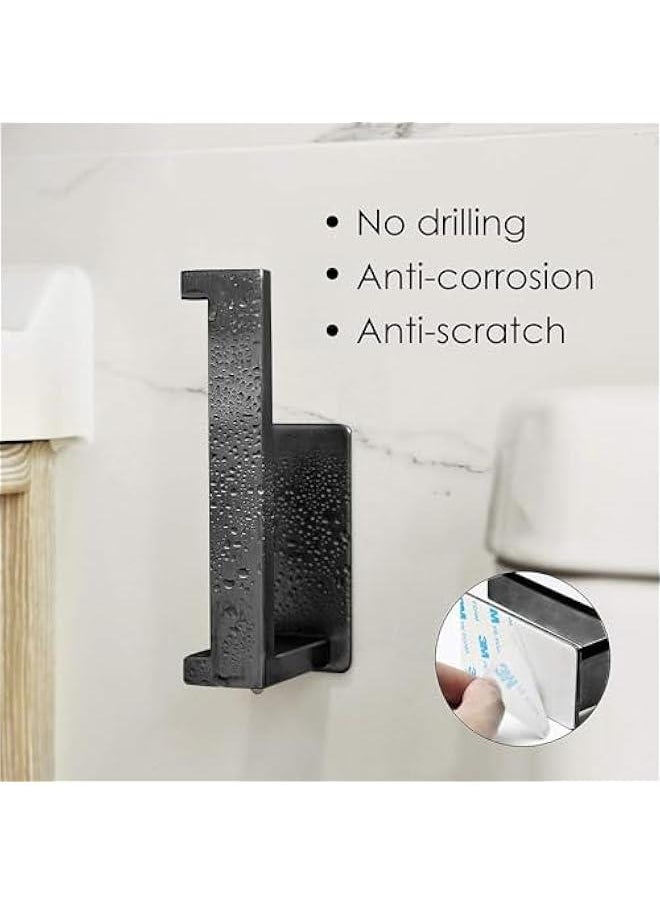 HOOKOR - Toilet Paper Holder Self Adhesive, Premium SUS304 Stainless Steel Rustproof Toilet Roll Holder No Drilling, Wall Mount Toilet Tissue Holder for Bathroom Kitchen Washroom (Black) - Image 1