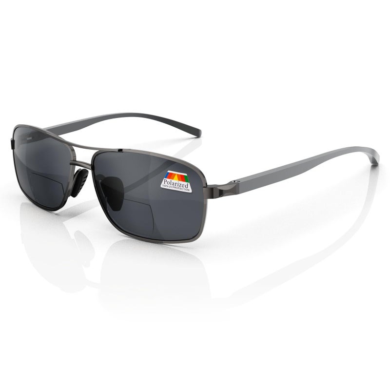 LianSan Retro Polarized Bifocal Sunglasses for Men WomenMetal Frame Top Clear Sun Readers with UV Protection Anti GlareGunmetal250x - Image 2