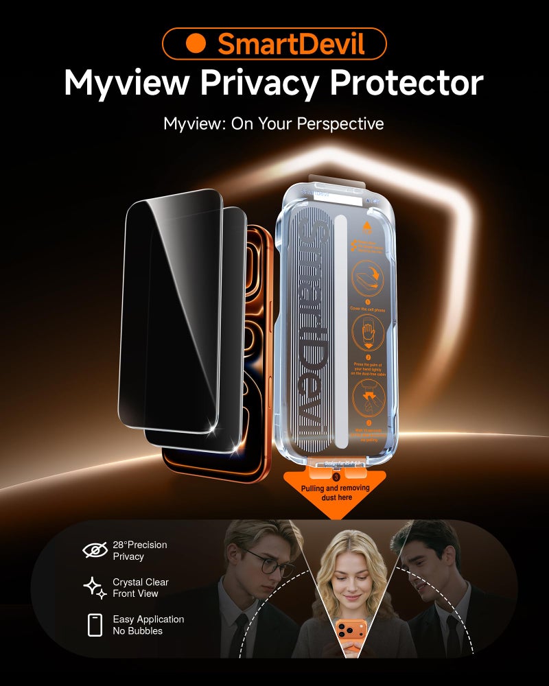 سمارت ديفل SMARTDEVIL 2 Pack Privacy Shield for iPhone 17 Pro Max Screen Protector - Image 2