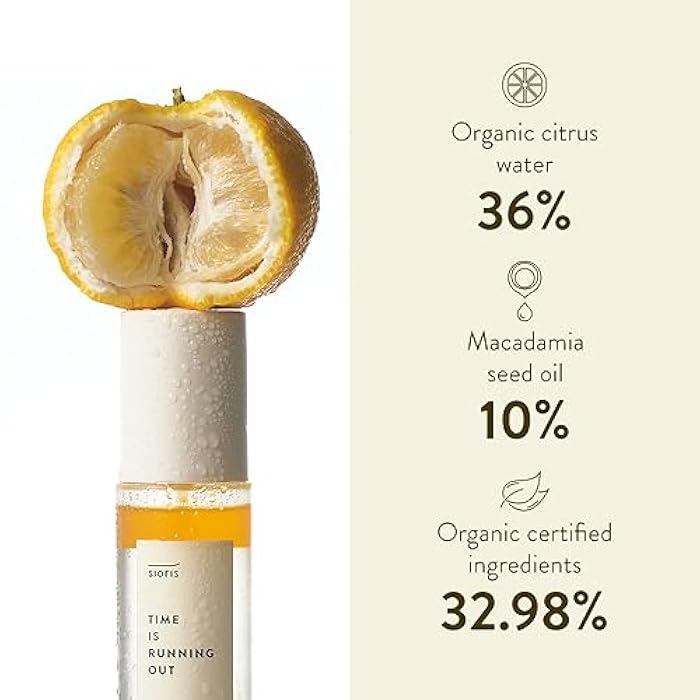 SIORIS Time Is Running Out mist 30ml (organic, vegan), glass skin face mist for Sensitive Skin, jojoba oil for moisture lock, enriched citrus water rejuvenates glass veil finish - Image 3