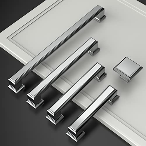 Amerdeco 10 Pack 1.3 Inch(32MM) Cabinet Knobs, Polished Chrome for Dresser Drawers, Bathroom Cabinets ZH0001PCK - Image 2