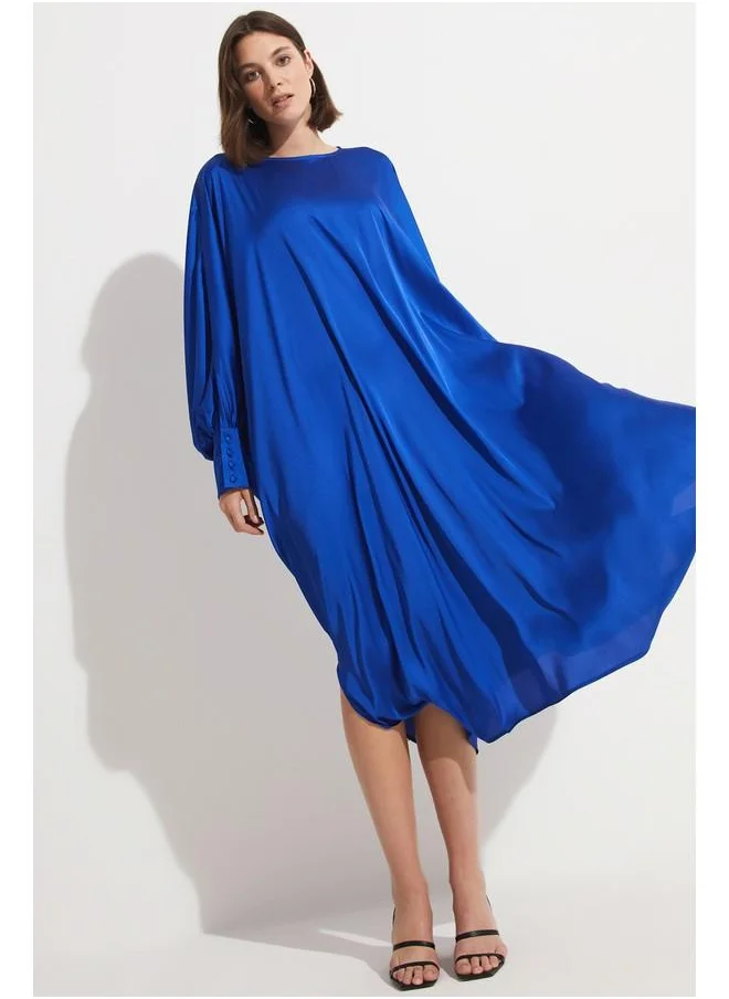 جون June Cape Sleeve Loose Fit Dress Saxe