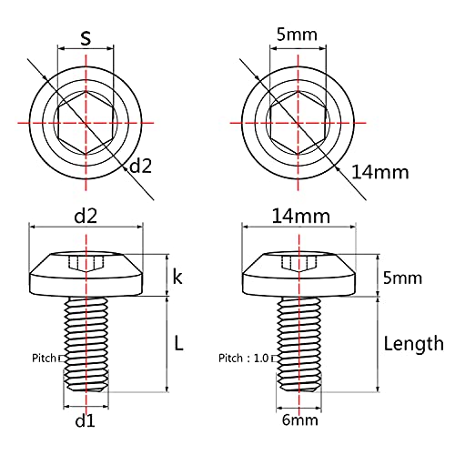 Wanyifa Titanium M6 x12 15 20 25 30 35mm Bolt Screw for Bicycle Motorcycle Disk Brake Bolt pack of 5 (M6x20mm, Black) - Image 2