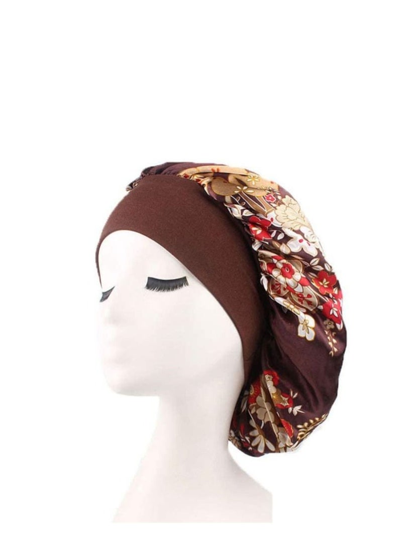 KASTWAVE 3Pcs Sleep Night Caps Wide Band Silk Satin Bonnet Night Head Cover Soft Hair Turban Chemo Caps Bonnet with Soft Elastic Band Hair Loss Hats for Women - Image 4