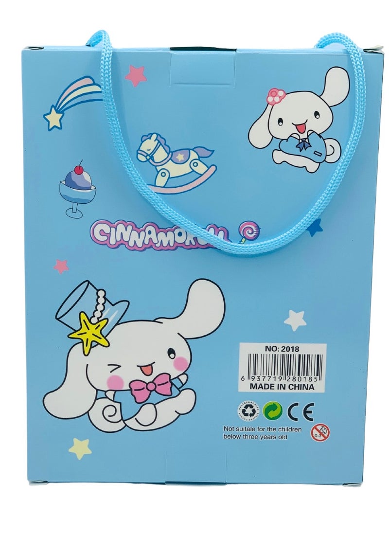 Cinnamoroll-Themed Kids Stationery Set – 2 Pencils, 1 Notepad, 1 Sharpener, 1 Eraser & Foldable 15cm Ruler – Blue Writing and Drawing Kit