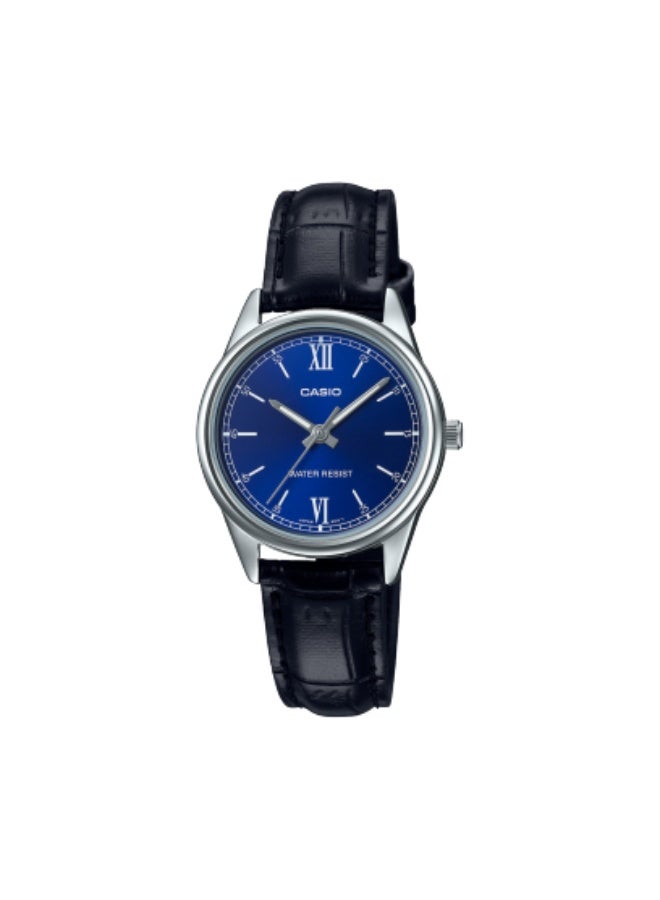 CASIO Women's Leather Analog Wrist Watch LTP-V005L-2BUDF - Black