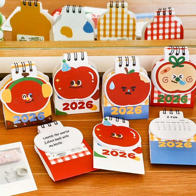 2026 Mini Cute Apple Desktop Calendar Random Style Portable Gift - Image 1