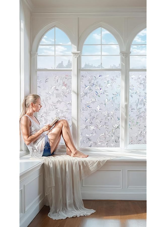 The Bros Premium Window Film Privacy Frosted | Stained Glass Decorative Vinyl Covering | Non-Adhesive Static Clings | Easy-to-Install | Privacy and Style for Your Windows | Size: 60 x 200cm - Image 1