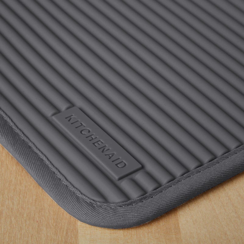 KitchenAid Ribbed Soft Silicone Pot Holder 2-Pack Set, Charcoal Grey, 7"x9" - Image 3