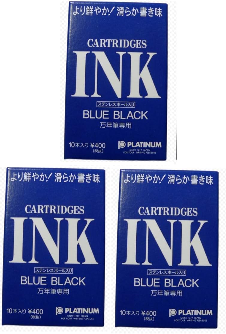 Platinum Fountain Pen Dye-Based Ink Cartridge - Blue Black - Pack of 10 3 Set - Image 1