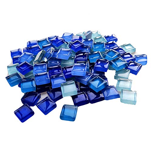 FAIRUO 100 Pieces Bulk Mosaic Tiles Assorted Color Opaque Mosaic Glass Crafts Supplies for DIY Picture Coaster Home Mosaic Decoration(1x1cm,Blue Series) - Image 1
