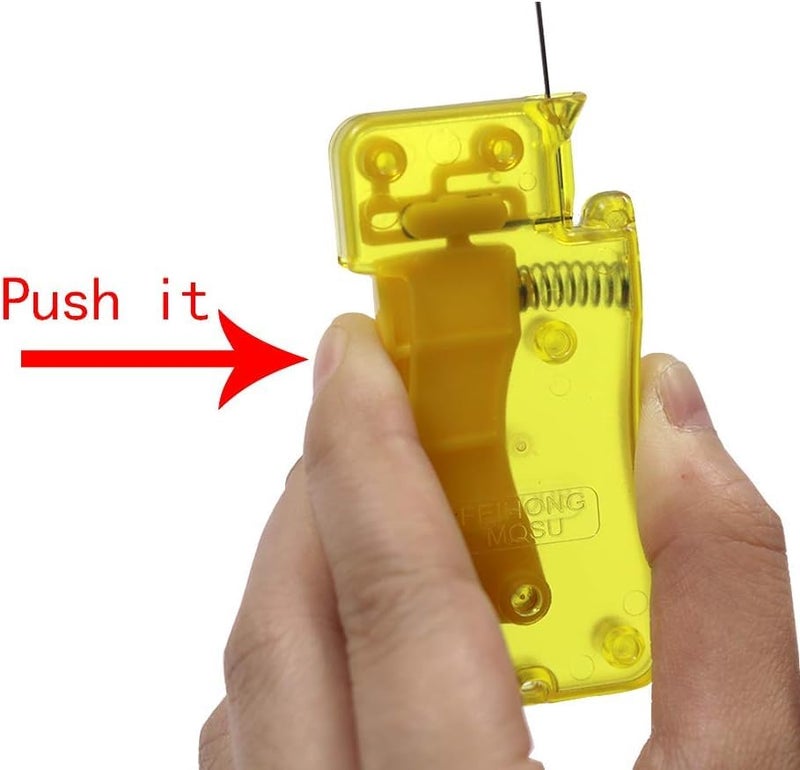 Jasol Automatic Sewing Needle Threader With 2 Pcs Plastic Needle Threader Easy Needle Threader Tool Sewing Accessories, Yellow & Red - Image 3