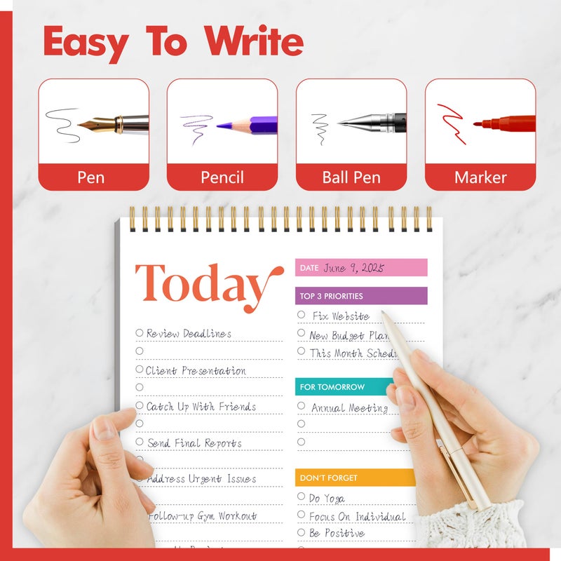 Gethelud To Do List Notepad, Daily Planner Notebook with 52 Tear-off Sheets, Undated Writing Organizer for Daily Tasks and Goal, Coiled Task Track Checklist Productivity Pad for Office, Classroom, Home, School - Image 5
