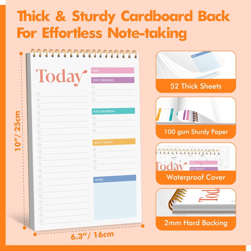 Gethelud To Do List Notepad, Daily Planner Notebook with 52 Tear-off Sheets, Undated Writing Organizer for Daily Tasks and Goal, Coiled Task Track Checklist Productivity Pad for Office, Classroom, Home, School - Image 4