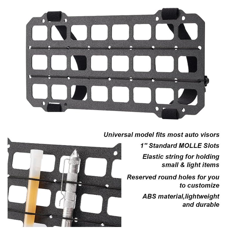 smilfuy Vehicle Rigid MOLLE Panel, Tactical Gear Car Sun Visor Organizer, EDC Pouch Tool Holster, Storage Holder Visor for Truck Equipment Mount Plate Modular Storage Shelf (Visor Panel) - Image 4