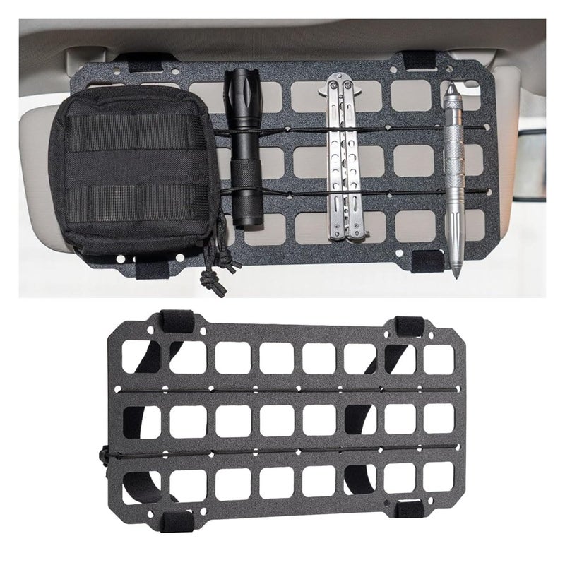 smilfuy Vehicle Rigid MOLLE Panel, Tactical Gear Car Sun Visor Organizer, EDC Pouch Tool Holster, Storage Holder Visor for Truck Equipment Mount Plate Modular Storage Shelf (Visor Panel) - Image 1
