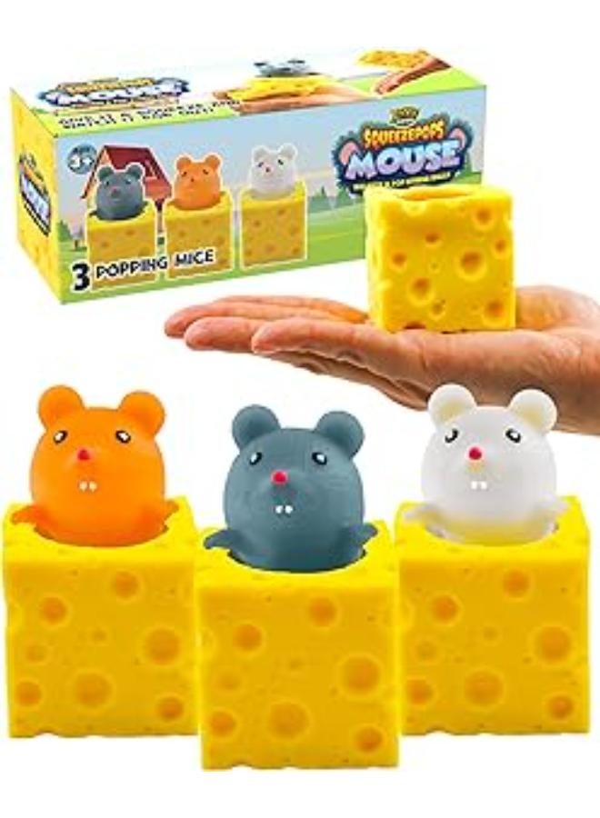 لعبة يويا سكويز بوبس ماوس في الجبنة الإسفنجية - لعبة فيدجيت قابلة للضغط، لعبة فيدجيت قابلة للفتح - لعبة تخفيف التوتر، لعبة الجبنة القابلة للفتح - لعبة حسية لمرضى التوحد/اضطراب فرط الحركة ونقص الانتباه - مجموعة من 3 ألعاب فئران قابلة للفتح
