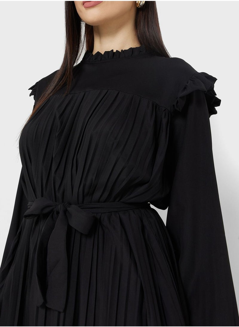 Khizana - Pleated Tunic With Belt - Image 1