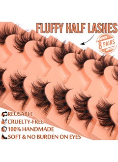 Zegaine Half Lashes Fluffy False Eyelashes Cat Eye Lashes Mink Wispy Thick Fake Eyelashes 34 Corner Lashes With Clear Lash Band By Zegaine 8 Pairs Natural Lash Pack  - Image 2