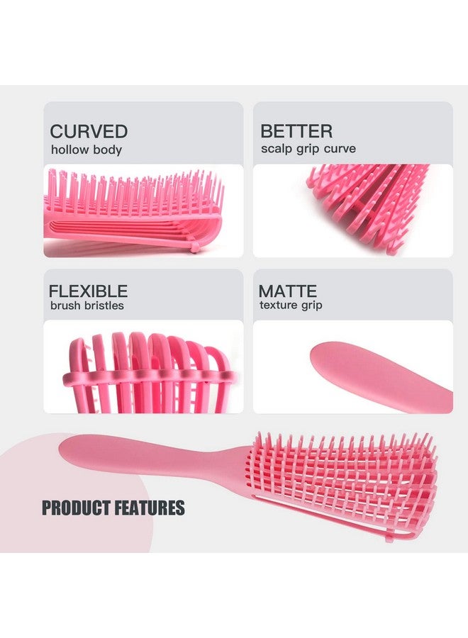 ويكسنيكوز مجموعة فرشاة فك التشابك مع فرشاة تصفيف ذات 9 صفوف، ومشط ذيل الفأر، ومشط واسع الأسنان لفصل وتشكيل وتحديد الشعر الرطب/الجاف الطويل/الكثيف المجعد والطبيعي 3a-4c (وردي) - Image 5