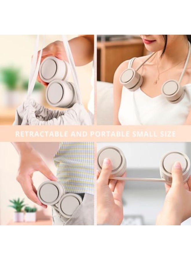 نيبمينينت مروحة عنق، مروحة محمولة بدون شفرات، مروحة قابلة للطي مع بطارية 4000mAh، 3 سرعات وقوة تبريد محسّنة، مروحة شخصية بدون يد متصلة USB للرجال والنساء، للاستخدام الخارجي والسفر، هدية مثالية (مشمش) - Image 3